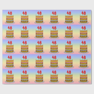 48e verjaardag: Fun Cake and Candles + Custom Name Cadeaupapier