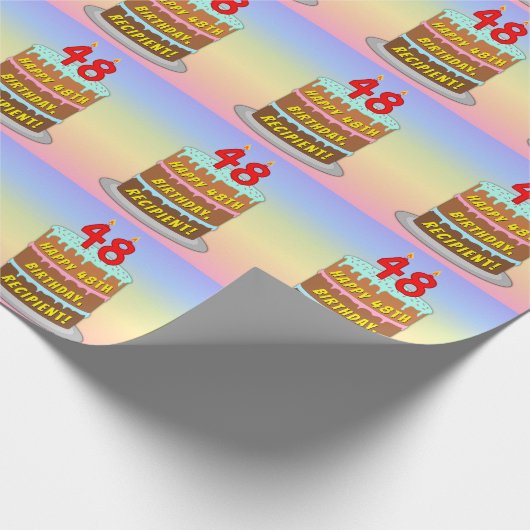 48e verjaardag: Fun Cake and Candles + Custom Name Cadeaupapier (Hoek)