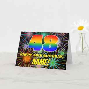 48e verjaardag: Fun, kleurrijk gevuurwerk Kaart