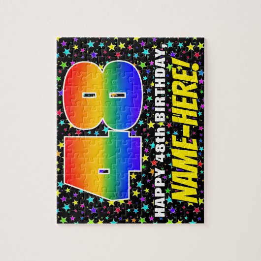 48e verjaardag — Fun, kleurrijk Star Field Pattern Legpuzzel (Verticaal)