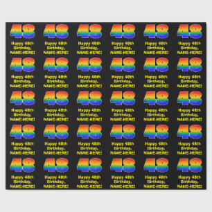 48e verjaardag: Fun, kleurrijke regenboog geïnspi Cadeaupapier