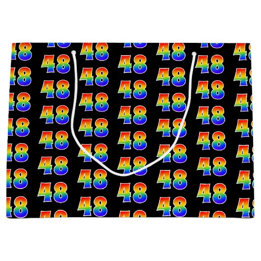 48e verjaardag: Fun Rainbow Event Number 48 Patter Groot Cadeauzakje (Voorkant)