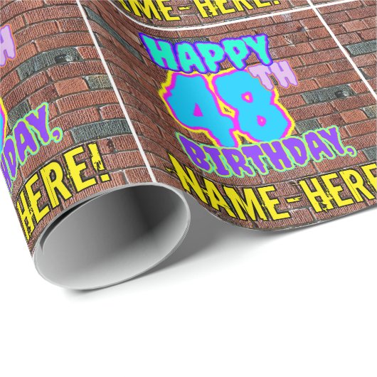 48e verjaardag: Fun, Urban Graffiti geïnspireerd K Cadeaupapier (Rol Hoek)