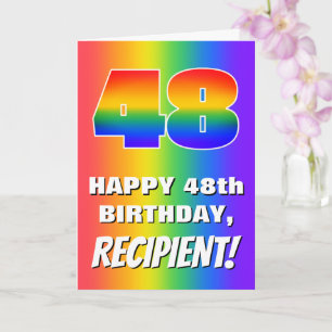48e verjaardag: kleurrijk, vun regenboogpatroon # kaart