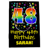 48e verjaardag: Kleurrijke Sterren Patroon & Regen Medium Cadeauzakje (Voorkant)