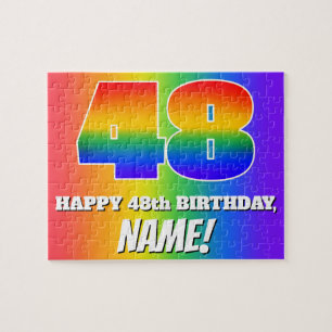 48e verjaardag — Meerkleurig regenboogpatroon "48" Legpuzzel