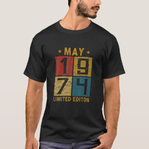 48e verjaardag mei 1974, geboren in 1974 48 jaar t-shirt