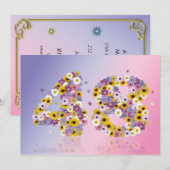 48e verjaardag, met bloemen letters kaart (Voorkant / Achterkant)