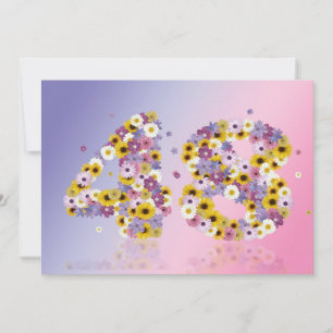 48e verjaardag, met bloemen letters kaart