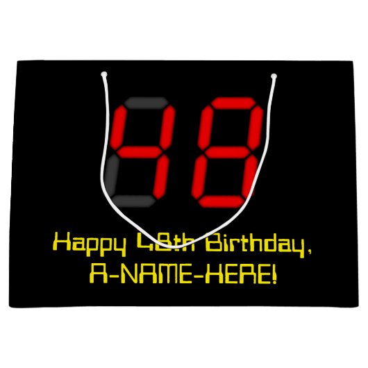 48e verjaardag: Red Digital Clock Style "48" + naa Groot Cadeauzakje (Voorkant)