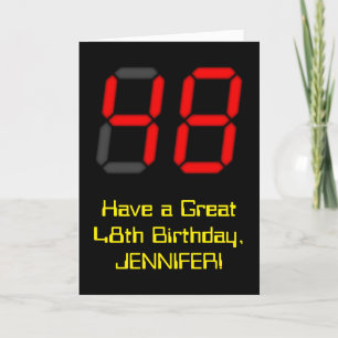 48e verjaardag: Red Digital Clock Style "48" + naa Kaart