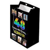 48e verjaardag: Regenboog "48", aangepaste foto's  Medium Cadeauzakje (Voorkant Gekanteld)