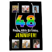 48e verjaardag: Regenboog "48", aangepaste foto's  Medium Cadeauzakje (Voorkant)