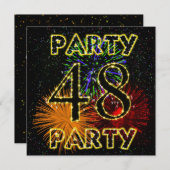 48e verjaardag uitnodiging met vuurwerk (Voorkant / Achterkant)