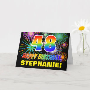 48e verjaardag: Vet, Plezier, Vuurwerk, Regenboog Kaart