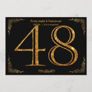 48e Verjaardagsfeest, Gatsby stijl, zwart goud gli Kaart