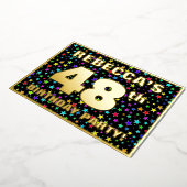 48e verjaardagsfeest — Leuke, kleurrijke sterrenpr Folie Uitnodiging (Gedraaid)