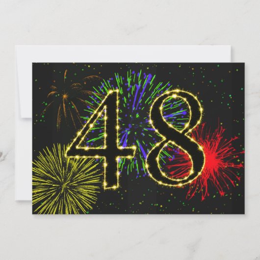 48e verjaardagsfeestje uitnodigen kaart (Voorkant)