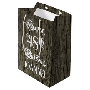 48ste verjaardag: Fancy, namaak houten uitzicht +  Medium Cadeauzakje