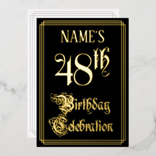 48ste verjaardagsfeest — Fantasievol script & Aang Folie Uitnodiging