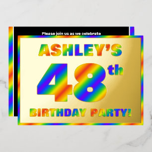 48ste Verjaardagsfeest — Leuke, Regenboog Spectrum Folie Uitnodiging