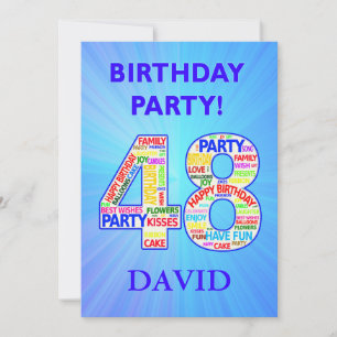 48th Birthday Party Invitation Voeg een naam toe Kaart