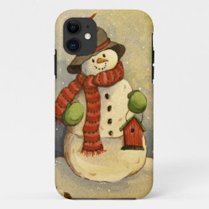 4905 Snowman & Birdhouse iPhone 11 Hoesje