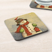 4905 Snowman & Birdhouse Kerstmis Drankjes Onderzetter (Linkerzijde)