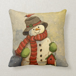 4905 Snowman & Birdhouse Kerstmis Kussen