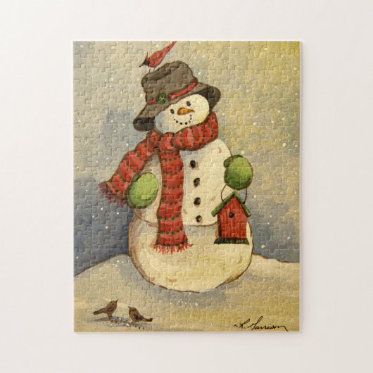 4905 Snowman & Birdhouse Kerstmis Legpuzzel (Verticaal)