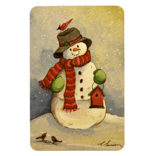 4905 Snowman & Birdhouse Kerstmis Magneet