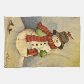 4905 Snowman & Birdhouse Kerstmis Theedoek (Horizontaal)