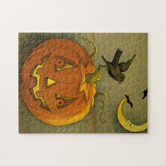 4923 Jack-o'-Lantern, Crows & Moon Puzzle Legpuzzel (Horizontaal)