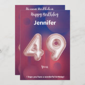 49 ans Bonne carte d'anniversaire (Devant / Derrière)
