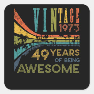 49 jaar geboortedag 1973 49e verjaardag vierkante sticker