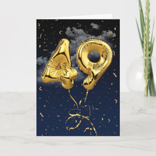 49e Anniversaire Gold Mylar Balloon et carte Confe (Devant)