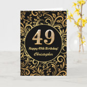 49e anniversaire Modèle floral noir et or (Fleur jaune)
