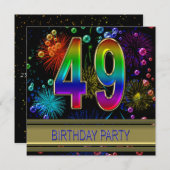 49e fête d'anniversaire Invitation avec bulles (Devant / Derrière)