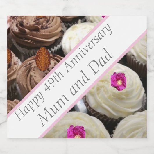 49e Jubileum voor bruiloft Sparkling Wijnetiket (Enkel label)