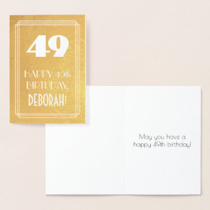 49e Verjaardag ~ Art Deco stijl "49" & Aangepaste Folie Kaarten