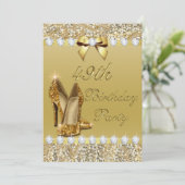 49e verjaardag Classy Gold Heels Sequins Diamonds Kaart (Staand voorkant)