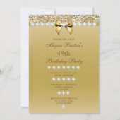 49e verjaardag Classy Gold Heels Sequins Diamonds Kaart (Achterkant)