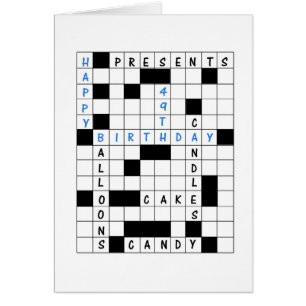 49e verjaardag, Crossword Puzzle Birthday Kaart