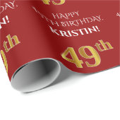 49e verjaardag: Elegant, rood, Faux Gold look Cadeaupapier (Rol Hoek)
