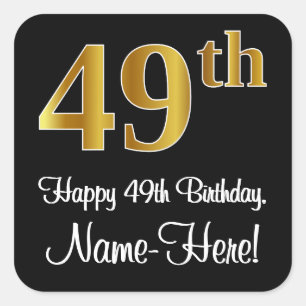 49e verjaardag - Elegante luxe Faux Gold look # Vierkante Sticker