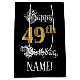 49e verjaardag ~ Fancy script; Faux Gold look; naa Medium Cadeauzakje