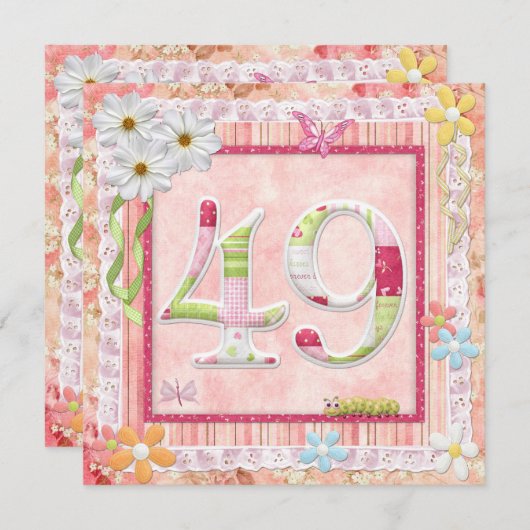 49e verjaardag feest scrapbooking stijl kaart (Voorkant / Achterkant)