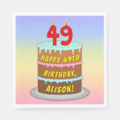 49e verjaardag: Fun Cake and Candles + Custom Name Servet (Voorkant)
