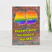 49e verjaardag: Fun Graffiti-geïnspireerde regenbo Kaart (Voorkant)