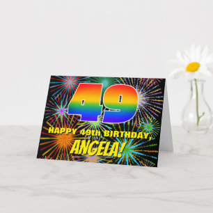 49e verjaardag: Fun, kleurrijk gevuurwerk Kaart